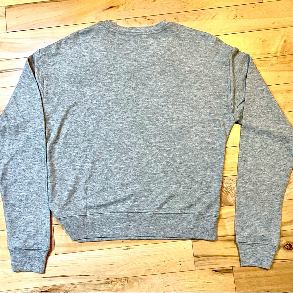 NWT Spiritual Gangster Happiness Crew Neck Savasana Gray Gold White Sweater Top - Picture 3 of 6